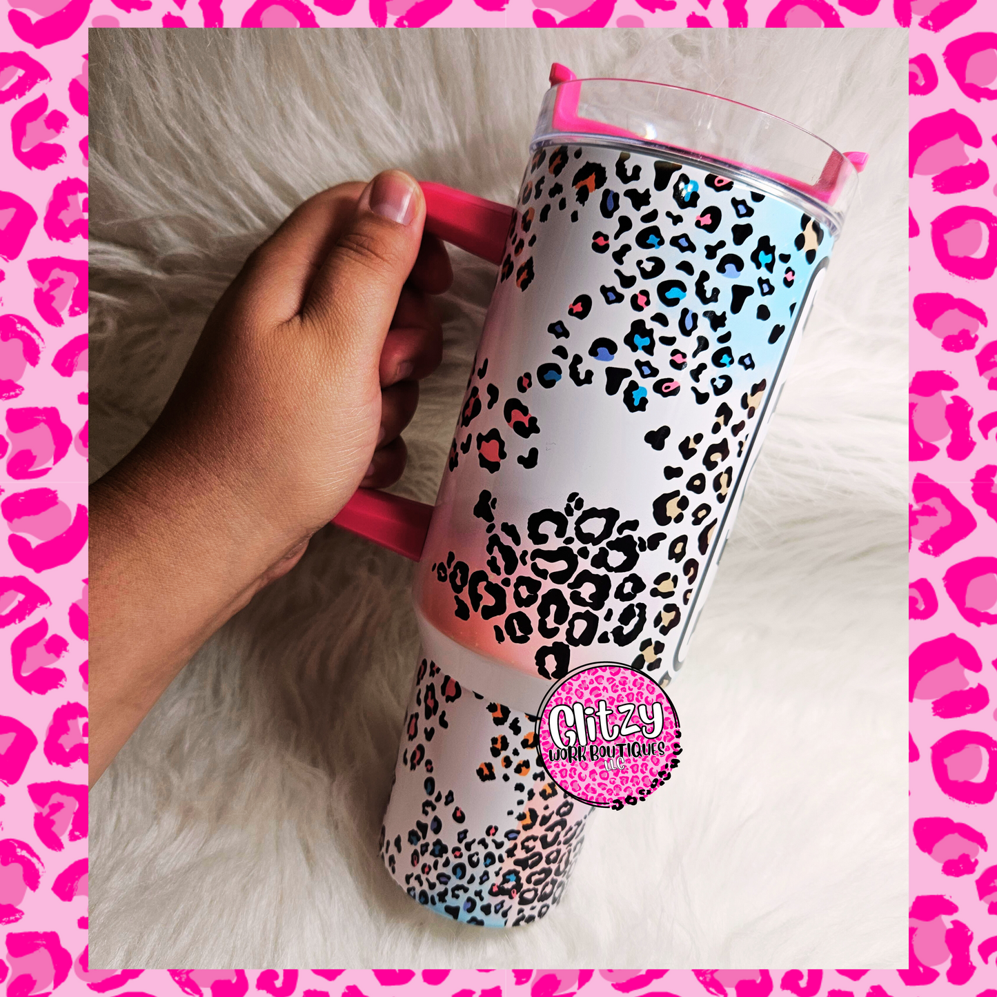 MOM LIFE BEST LIFE LEOPARD DUPE 40OZ TUMBLER