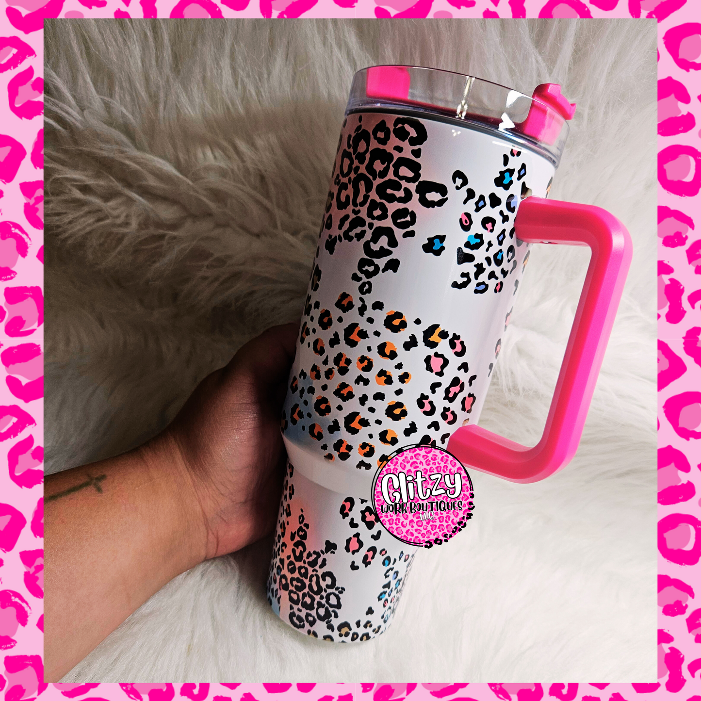 MOM LIFE BEST LIFE LEOPARD DUPE 40OZ TUMBLER