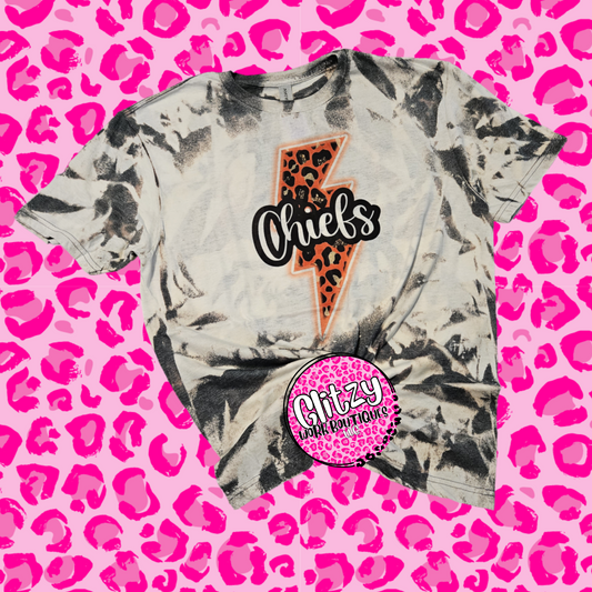 CHIEFS LEOPARD LIGHTNING BOLT BLEACHED TEE