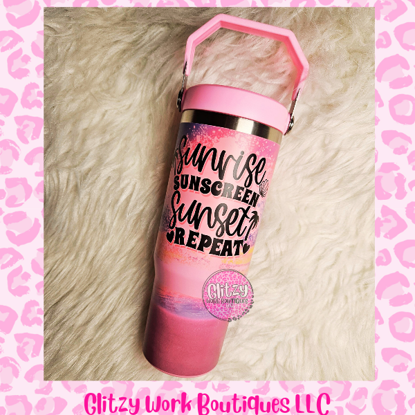 SUNRISE SUNSCREEN SUNSET REPEAT 30oz FLIP TOP TUMBLER