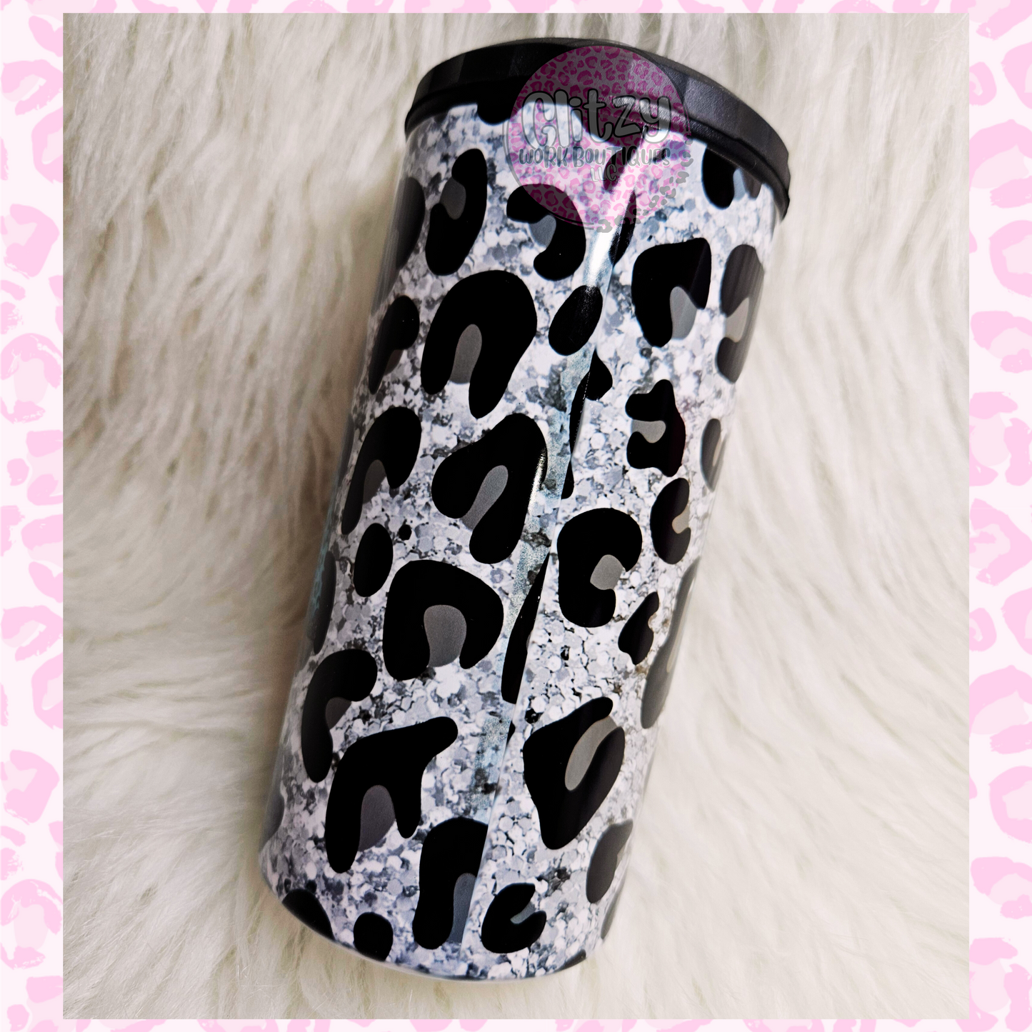 MAMA LIGHTNING BOLT BLACK LEOPARD 16OZ CAN COOLER