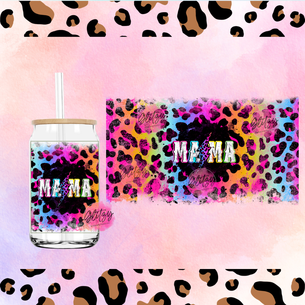 MAMA COLORFUL LEOPARD UV DTF Cup Wrap Transfer