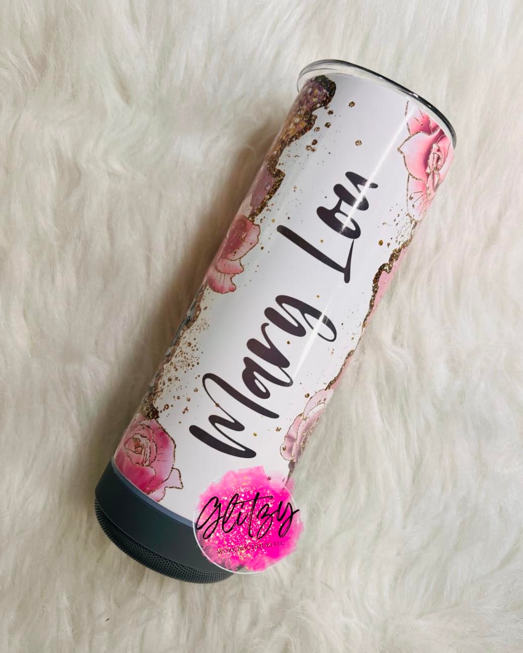 Pink Rose Geode Leopard Print 20oz Bluetooth Speaker Tumbler