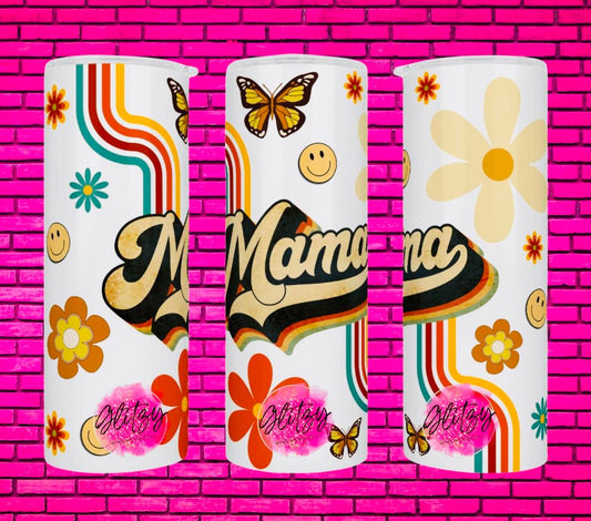 MAMA RETRO HAPPY FACE TUMBLER