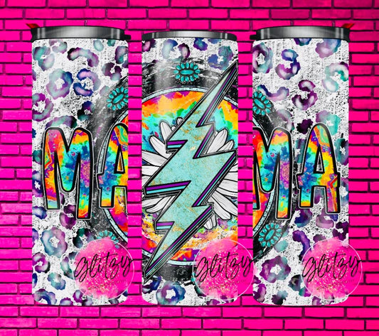 MAMA TIE-DYED LEOPARD LIGHTNING TUMBLER