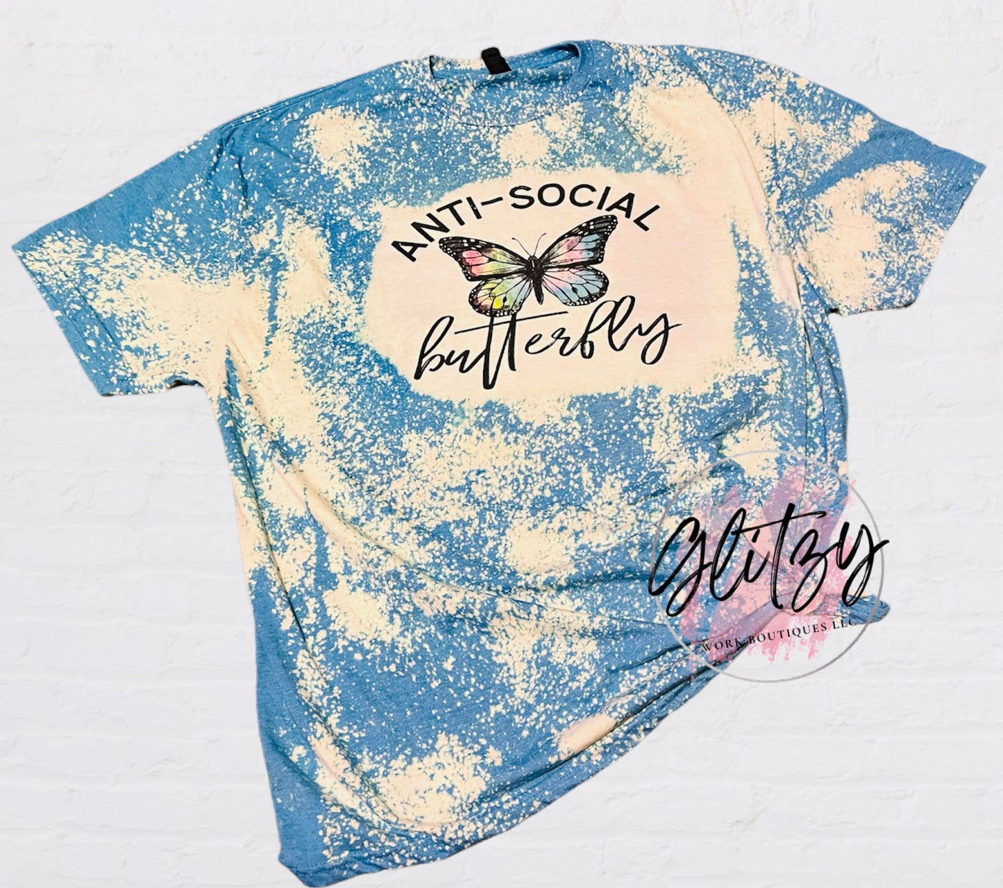 ANTI-SOCIAL butterfly Bleached Tee