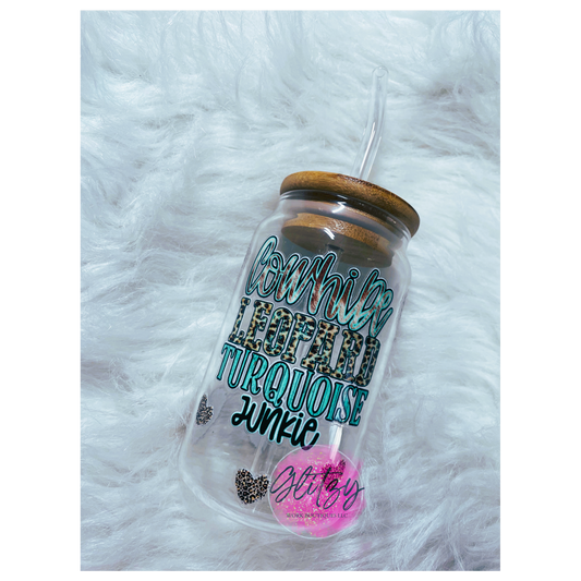 Cowhide Leopard Turquoise Junkie Libbey Glass
