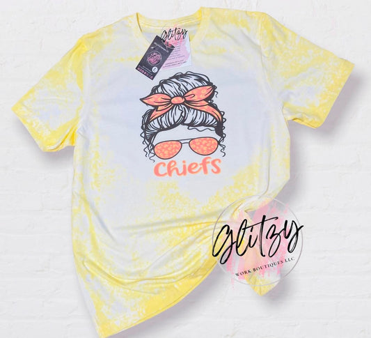 Chiefs Girl Leopard Bleached Tee