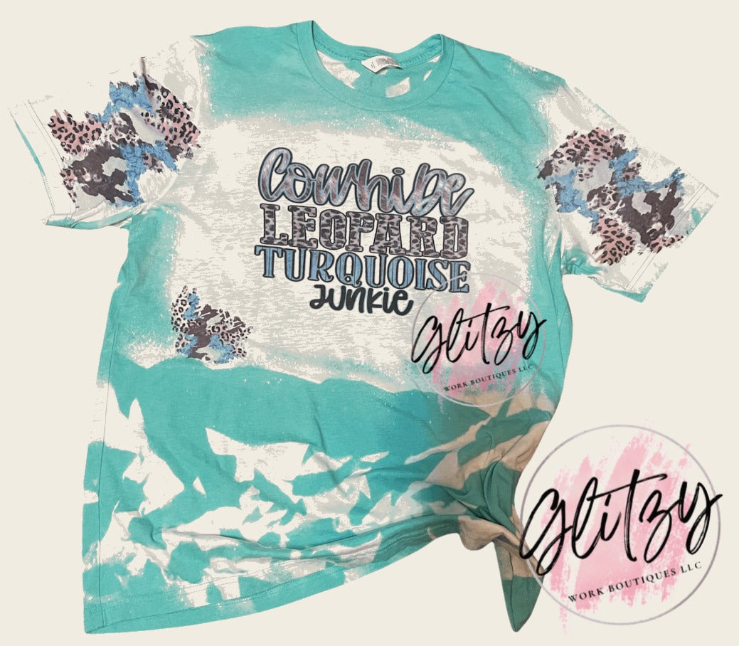 Cowhide Leopard Turquoise Junkie Bleached Tee