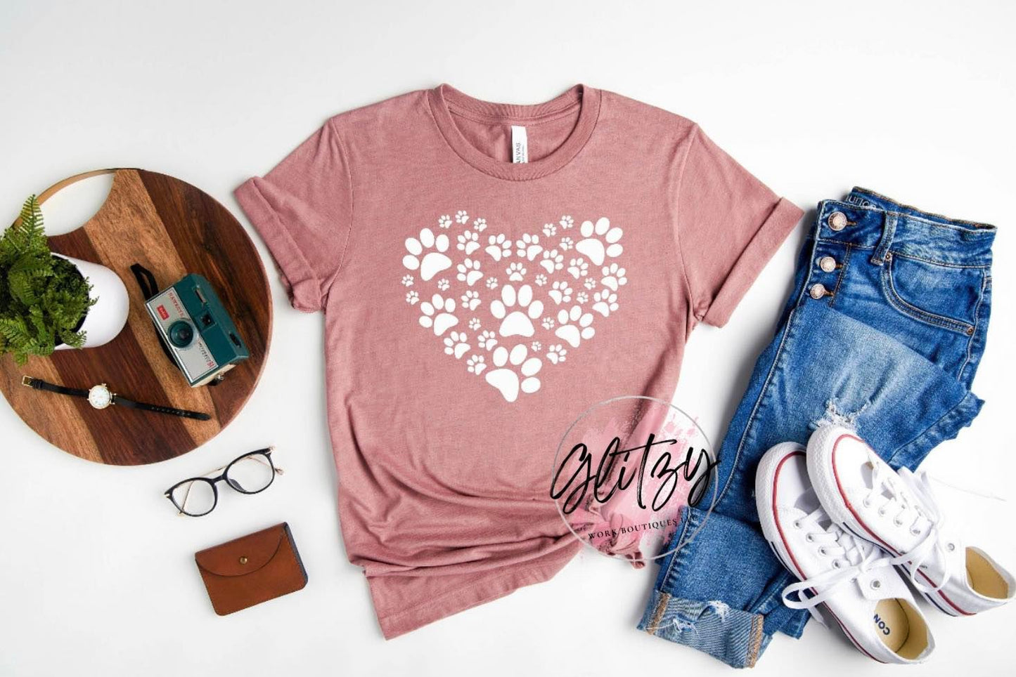 Paw Print Heart Graphic Tee