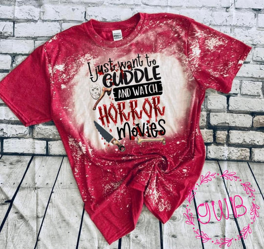 Cuddle & Horror Movies Bleached Tee