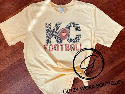 KC Chiefs Leopard Football Bleached Tee