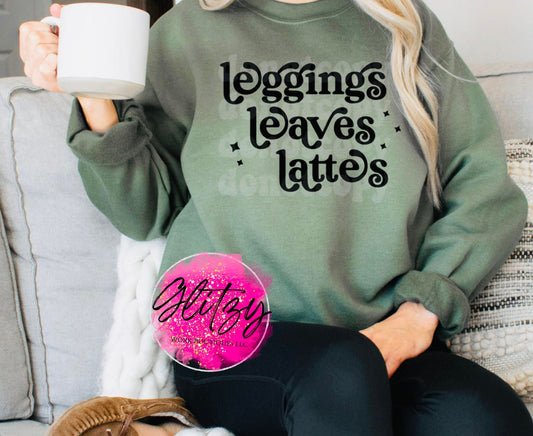 Leggings Leaves Lattes Crewneck Sweatshirt