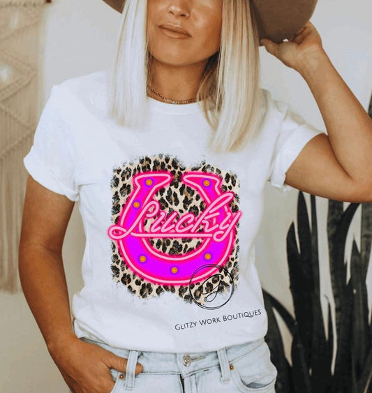 Lucky Leopard Neon Graphic Tee