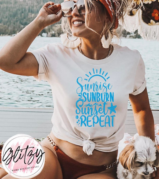 Sunrise Sunburn Sunset Repeat Graphic Tee