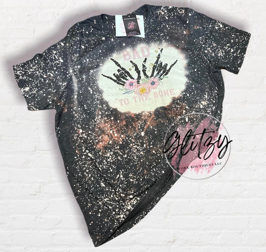 BAD TO THE BONE Bleached Tee