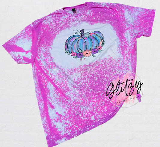 Floral Painted Pumpkin Bleached Tee