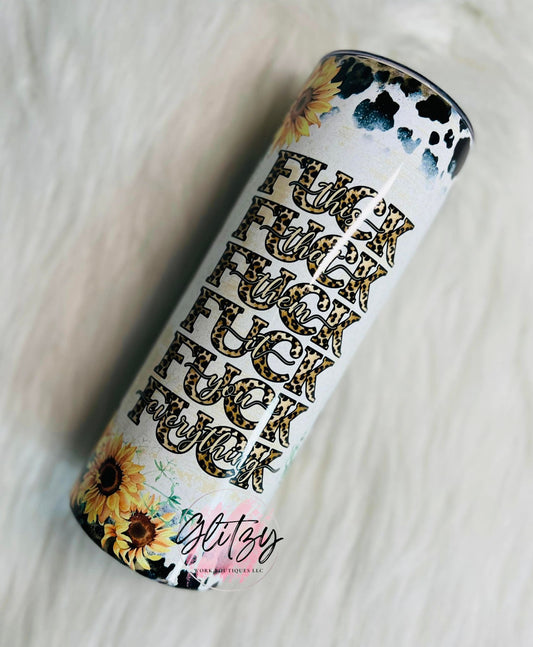 F EVERYTHING SUNFLOWER LEOPARD & COWHIDE TUMBLER