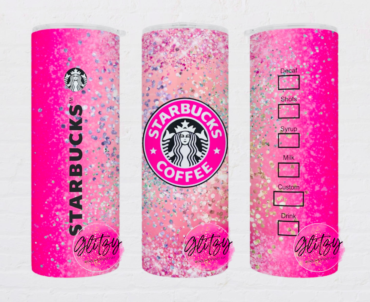 Blush Pink Chunky Glittered Starbucks Coffee Tumbler