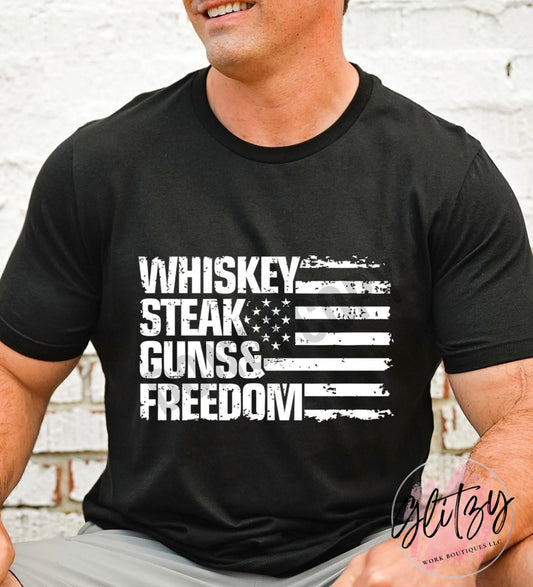 WHISKEY STEAK GUNS & FREEDOM Graphic Tee