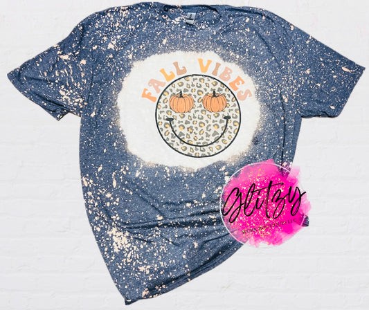 FALL VIBES Smiley Bleached Tee