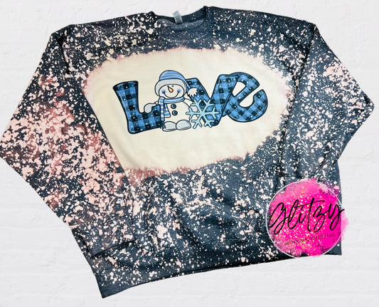 LOVE WINTER SNOWMAN Crewneck Bleached Sweatshirt