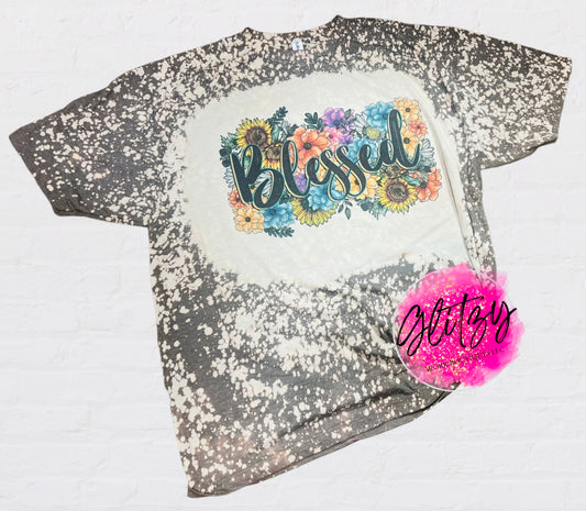 Blessed Floral Bleached Tee