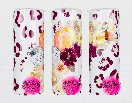 Leopard Floral Fall Tumbler