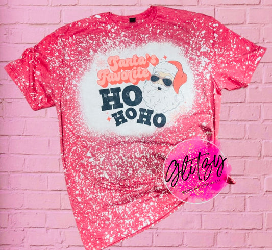 Santa's Favorite Ho Ho Ho Bleached Tee