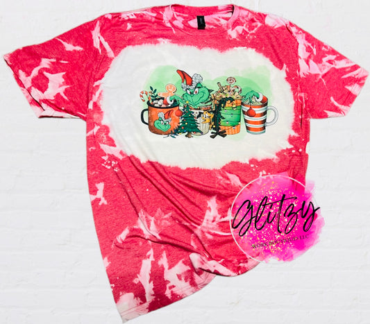 Grinch Coffee Bleached Tee