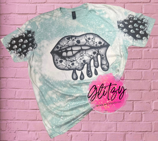 Skull Drip Lip Bleached Tee