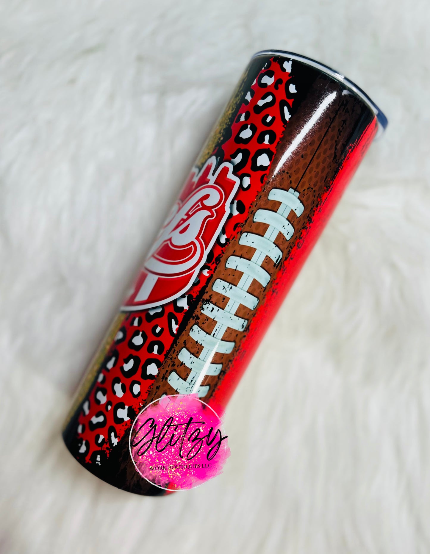 BIG RED Leopard Brush Stroke Tumbler