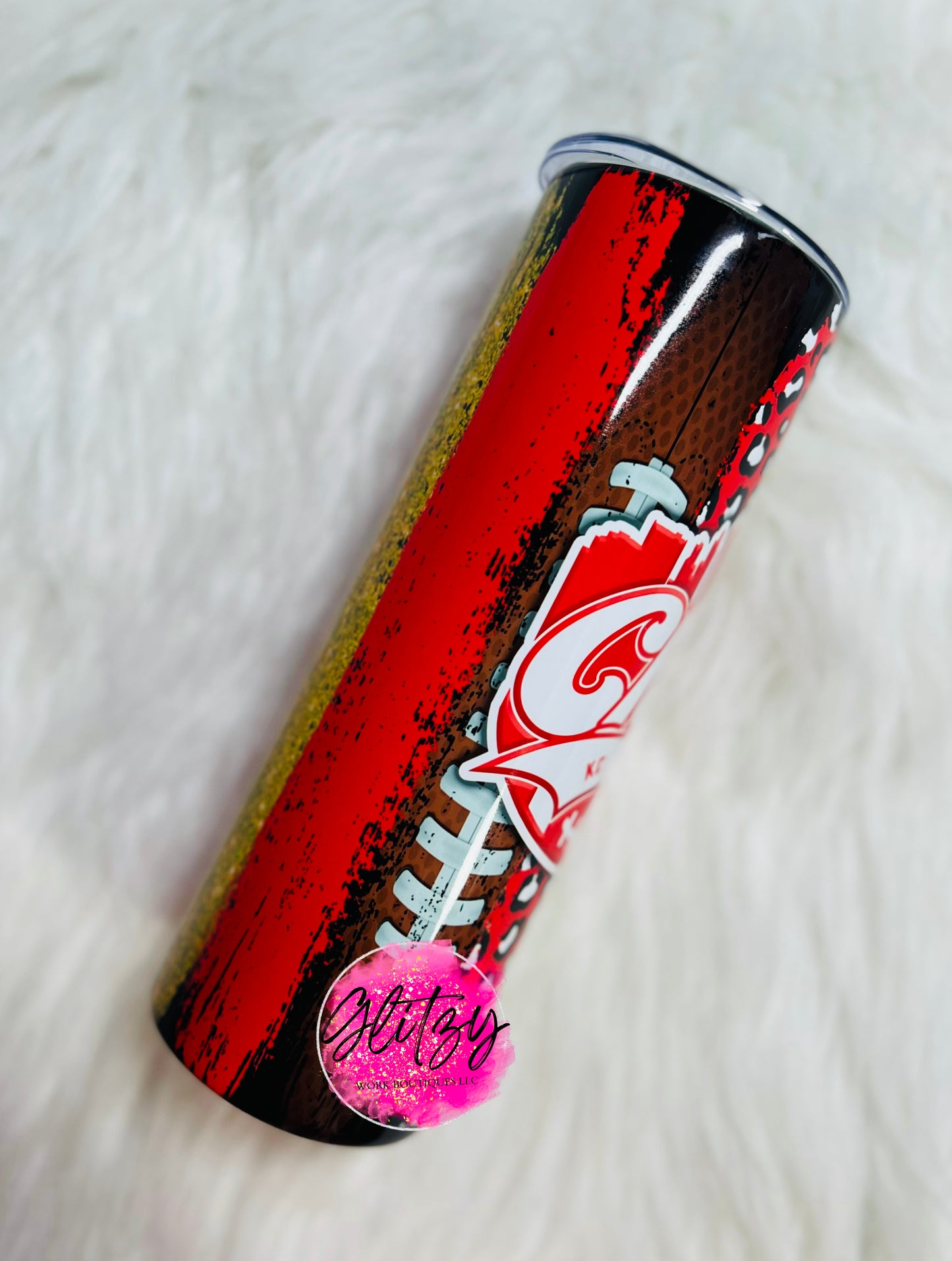 BIG RED Leopard Brush Stroke Tumbler