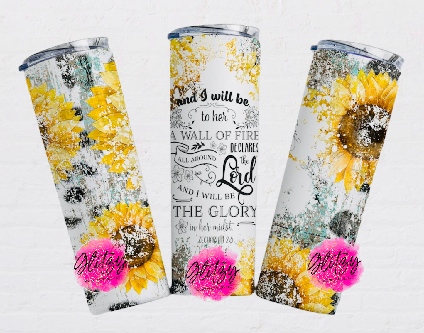 The Lord & I will be the Glory Distressed Sunflower 20oz Tumbler