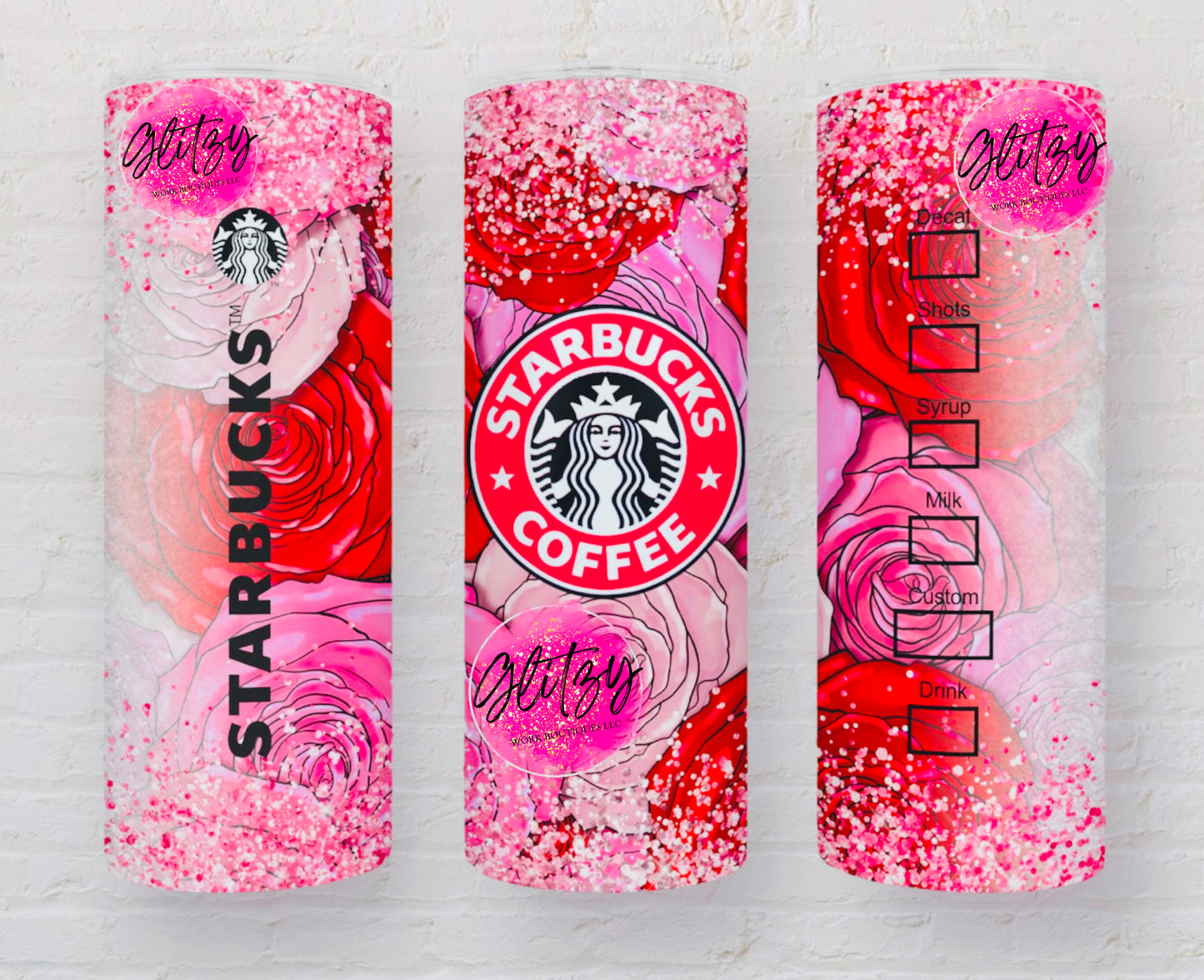 Starbucks Coffee Red and Pink Roses Tumbler