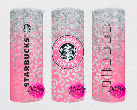 Pink Leopard Glittered Starbucks Coffee Tumbler