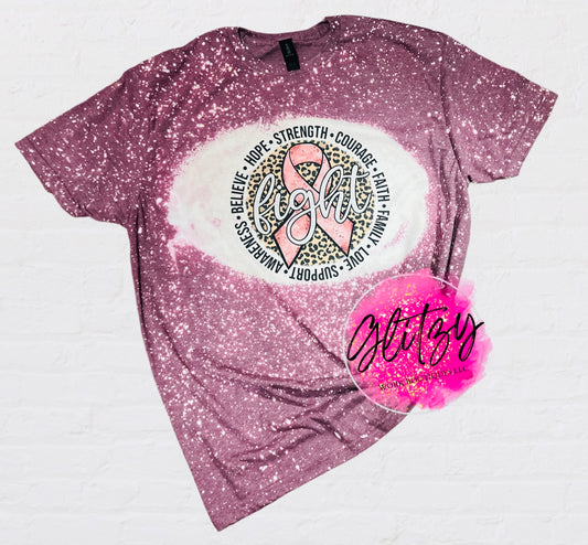 Fight Breast Cancer Leopard Bleached Tee