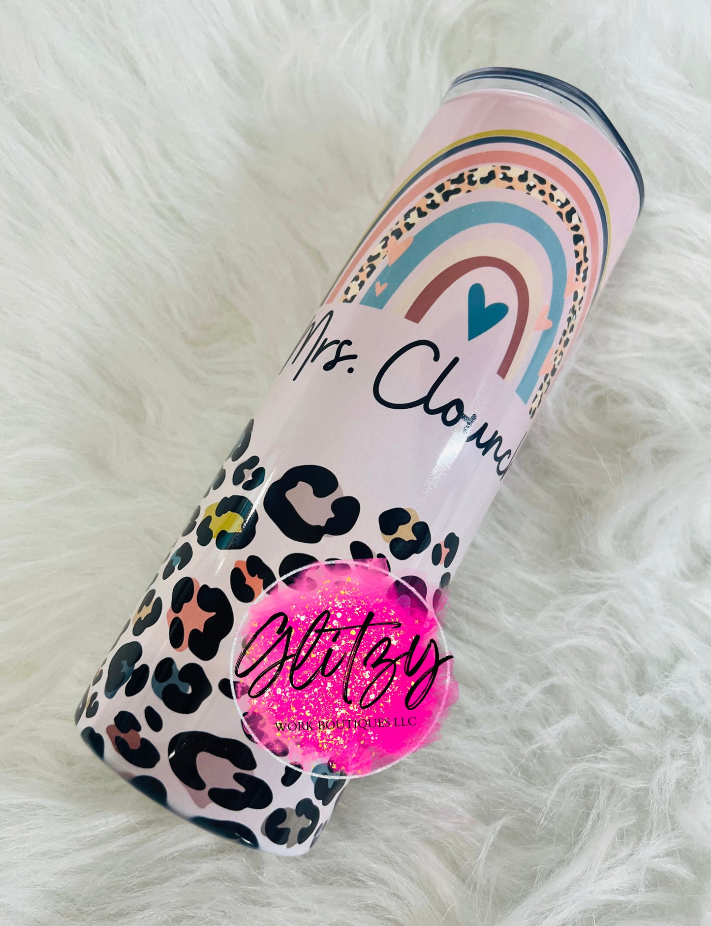 TEACHER LIFE Leopard Rainbow Boho Tumbler