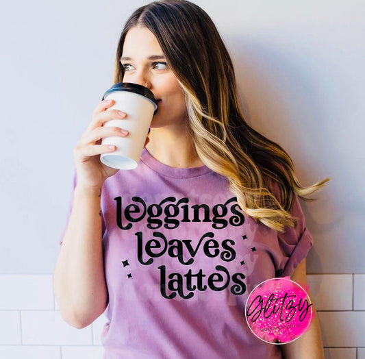 Leggings Leaves Lattes Graphic Tee