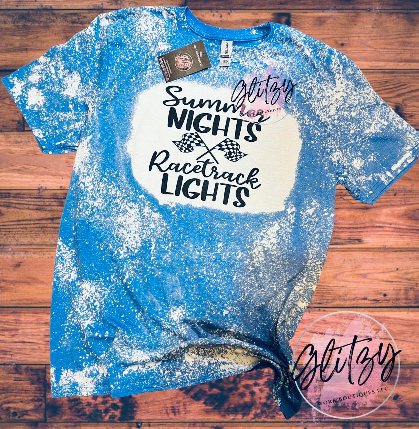 Summer Nights & Racetrack Lights Bleached Tee